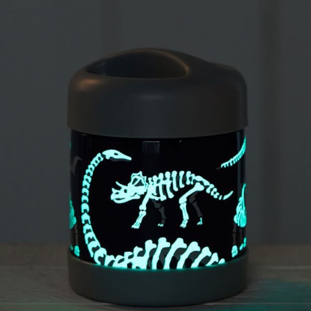 Pottery Barn Kids Mackenzie Blue/Gray Glow-in-the-Dark Dinos Hot Cold Container - Picture 2 of 6